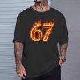 67 Fireixeven Meme Flames スラング 数字 面白い キッズ ティーン 長袖tシャツ Tシャツ 彼への贈り物