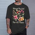 85歳 神様の祝福 かわいい庭の花 85歳の誕生日 長袖tシャツ Tシャツ 彼への贈り物