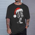 Gorro De Papá Noel Con Micrófono -Intage Karaoke Navidad Amante Camiseta unisex Regalos para él