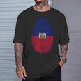 Haiti Flag Fingerprint Haitian For Haitians Tシャツ 彼への贈り物