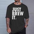 Just Brew It おもしろコーヒーシャツ Tシャツ 彼への贈り物