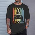 Level 40 Unlocked ideo Gamer 40Th Birthday Tシャツ 彼への贈り物