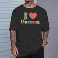 I Love Damon I Heart Damon レッド ハート バレンタイン Tシャツ 彼への贈り物