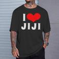 I Love Jiji 愛 ハート じーじ じいじ おじいさん 父の日 家族 家族写真 記念写真 おもしろ かわいい Tシャツ 彼への贈り物