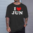 I Love Jun 私は愛する Jun Tシャツ 彼への贈り物