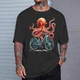 Octopus On Bicycle Cycling Squid Road Bike Cyclist T-Shirt Gifts for Him