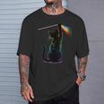 Schwarze Katze Regenbogen Licht Prisma Wissenschaft T-Shirt Geschenke für Ihn