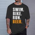 Swim Bike Run スイム バイク ラン ビール トライアスロン トライアスロン スポーツ メンズ レディース Tシャツ 彼への贈り物