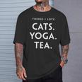Things I Love Cats Yoga Tea Fun Cat ヨガtシャツ Tシャツ 彼への贈り物