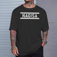 「Nagisa」ヘボン式「なぎさ」「ナギサ」下の名前 ローマ字 名入れ 名乗り ラテン文字 綴り Tシャツ 彼への贈り物