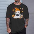 おばけ読書本 紅葉 ハロウィン ゴーストコーヒー Tシャツ 彼への贈り物