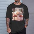 かわいいカラフルなフラミンゴヤシの木 Tシャツ 彼への贈り物