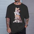 かわいい秋田犬が重ねて重ねられています Tシャツ 彼への贈り物