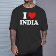インド I Heart India I Love India Tシャツ 彼への贈り物