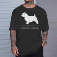 ノーフォークテリア犬の白いシルエット Tシャツ 彼への贈り物