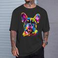 フレンチブルドッグ 犬 カラフル ポップアート レインボーカラー ブルドッグ Tシャツ 彼への贈り物