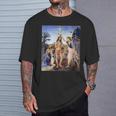 レオナルド ダヴィンチ 面白いtシャツ アート キリストの洗礼 聖書 絵画 メンズ 面白い 服 美術 ネタ Tシャツ 彼への贈り物