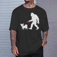 レトロ ビッグフット ウォーキング パピヨン 犬 面白い サスカッチ 長袖tシャツ Tシャツ 彼への贈り物