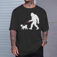 レトロ ビッグフット ウォーキング マルチーズ 犬 面白い サスカッチ 長袖tシャツ Tシャツ 彼への贈り物