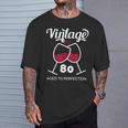 傘寿祝い ワイン好き 酒好き 父 母 男性 女性 80歳お祝いintage Aged To Perfection Tシャツ 彼への贈り物