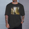 夜明けの竜脚類恐竜の森 リアルなグラフィックデザイン Tシャツ 彼への贈り物