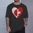 日本 スイス ハート 日本国旗 スイス国旗 ハート 長袖tシャツ Tシャツ 彼への贈り物