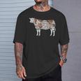 牛肉の部位 面白いtシャツ 焼肉 Bbq 牛 グルメ メンズ おもしろ 面白い 服 オリジナル グッズ ネタ イラスト Tシャツ 彼への贈り物