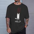 猫が助けを求めている、猫好きの方にオススメの面白いイラスト Tシャツ 彼への贈り物