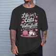 猫とバレーボール 面白いバレーボール Tシャツ 彼への贈り物