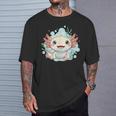 笑顔のaxolotl カワイイかわいい水中漫画 Tシャツ 彼への贈り物