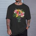 美しいユリの春の花 フローラルプリント ガーデニング Tシャツ 彼への贈り物