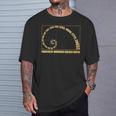 金比 フィボナッチスパイラル タイポグラフィック Tシャツ 彼への贈り物