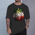 金色のライオンの頭が付いたイランの国旗。 Tシャツ 彼への贈り物