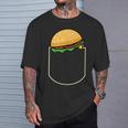 面白いハンバーガー ポケット入り ギフト チーズバーガー ポケット Tシャツ 彼への贈り物