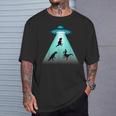 面白いヴィンテージエイリアン恐竜愛好家誘拐ギフト 大人キッズ Tシャツ 彼への贈り物