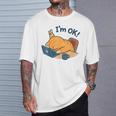 I'm Ok おかしな猫 在宅勤務 コーヒーミーム Tシャツ 彼への贈り物