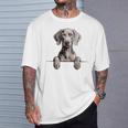 Weimaraner 面白い 覗き見ポケット 子犬 犬好き Tシャツ 彼への贈り物