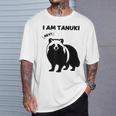 たぬきのシルエット I Am Tanuki おもしろ ユニーク 白黒 アニマル かわいい動物 狸 タヌキ 野生動物 Tシャツ 彼への贈り物