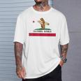 カリフォルニアシャツ、共和国旗カリフォルニアサーフィンベア Tシャツ 彼への贈り物
