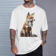キツネ アニマル柄 モチーフ 抽象 イラスト 描画 狐 Tシャツ 彼への贈り物