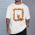 キツネ アニマル柄 モチーフ 紅葉 イラスト 自然 狐 Tシャツ 彼への贈り物