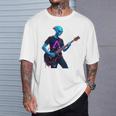 バックプリント ギタリスト エイリアン グラフィック ギター エイリアン ギタリスト Tシャツ 彼への贈り物