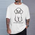 トイ プードル シルエット ラインアート 犬がいると人生はもっと楽しい デザイン Tシャツ 彼への贈り物