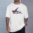 レトロ レディース ヴィンテージ メンズ ツバメ タトゥー デザイン Tシャツ 彼への贈り物