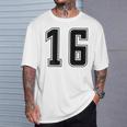 背番号 16 チーム短大スポーツ背番号付きユニフォーム Tシャツ 彼への贈り物