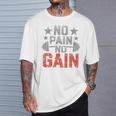 裏面にプリント No Pain No Gainign No Pain No Gain Meme Tシャツ 彼への贈り物