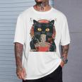 麺 猫 ラーメン好き 和食 猫 アート デザイン Tシャツ 彼への贈り物