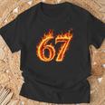 67 Fireixeven Meme Flames スラング 数字 面白い キッズ ティーン 長袖tシャツ Tシャツ 高齢者への贈り物