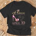 A Queen Was Born On April 10 Happy Birthday To Me 4月10日 Tシャツ 高齢者への贈り物