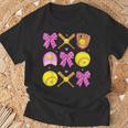 Checkered Mama Bow Cute Softball Mom Game Day Sports T-Shirt Gifts for Old Men